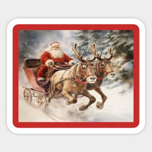 Santa Claus and Reindeer Sticker